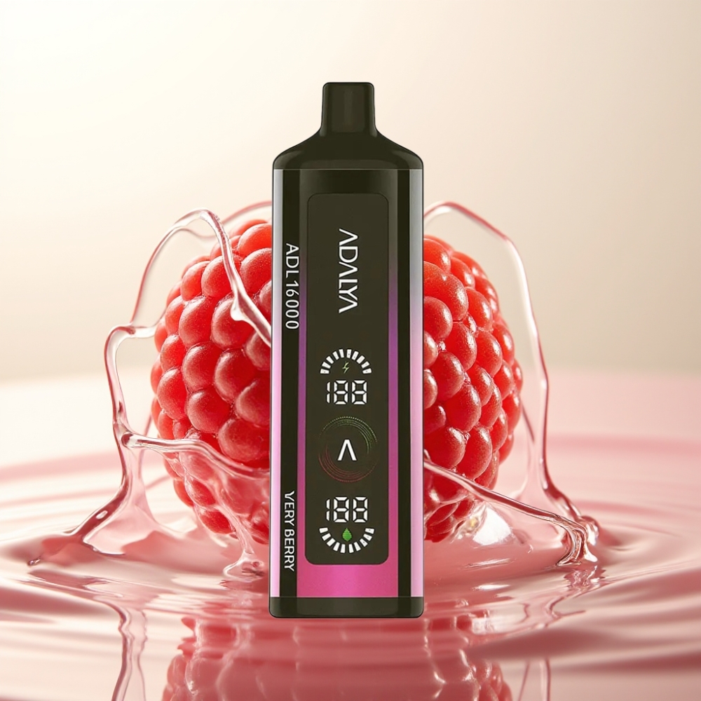 Adalya ADL 16000 PRO Puffs Enkratna E-cigareta Very Berry – 25ml E-tekočina, 1000 mAh, 2% Nikotina, USB-C, Digitalni Zaslon, Smart Mesh Coil