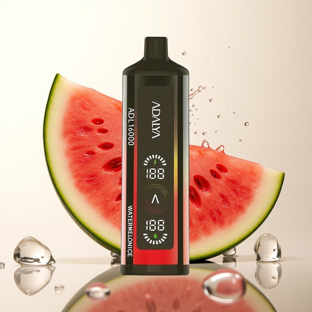 Adalya ADL 16000 PRO Pufi Enkratna Vapa Lubenika Led Slovenija – 25ml, 2% Nikotin, 1000mAh, USB-C, Digitalni Zaslon, Smart Mesh Coil