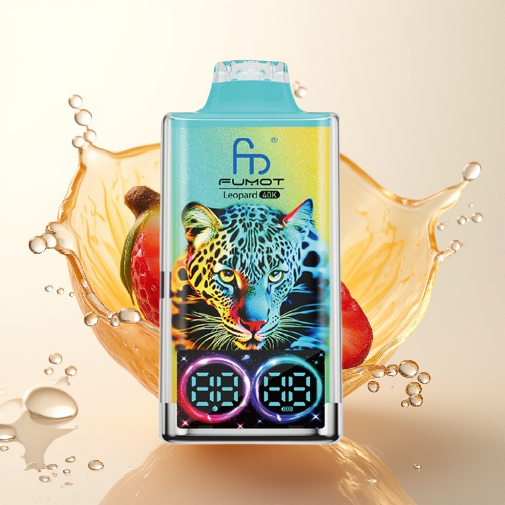 Fumot Leopard 40K Puffs Enkratna E-cigareta Jagoda-Banana – 0%/2%/3%/5% Nikotin, 700mAh, Dual Mesh, Type-C, Digitalni Display