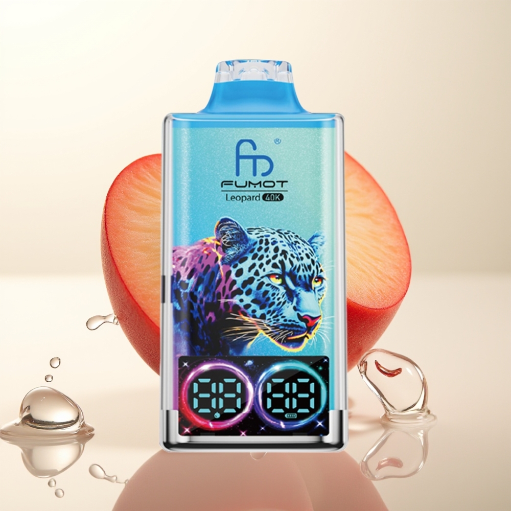 Fumot Leopard 40K Pufi Enkratna E-cigareta Peach Berry – 0%/2%/3%/5% Nikotin, 700mAh, Dual Mesh, 40000 Pufov, Type-C, Digitalni Prikaz Olja
