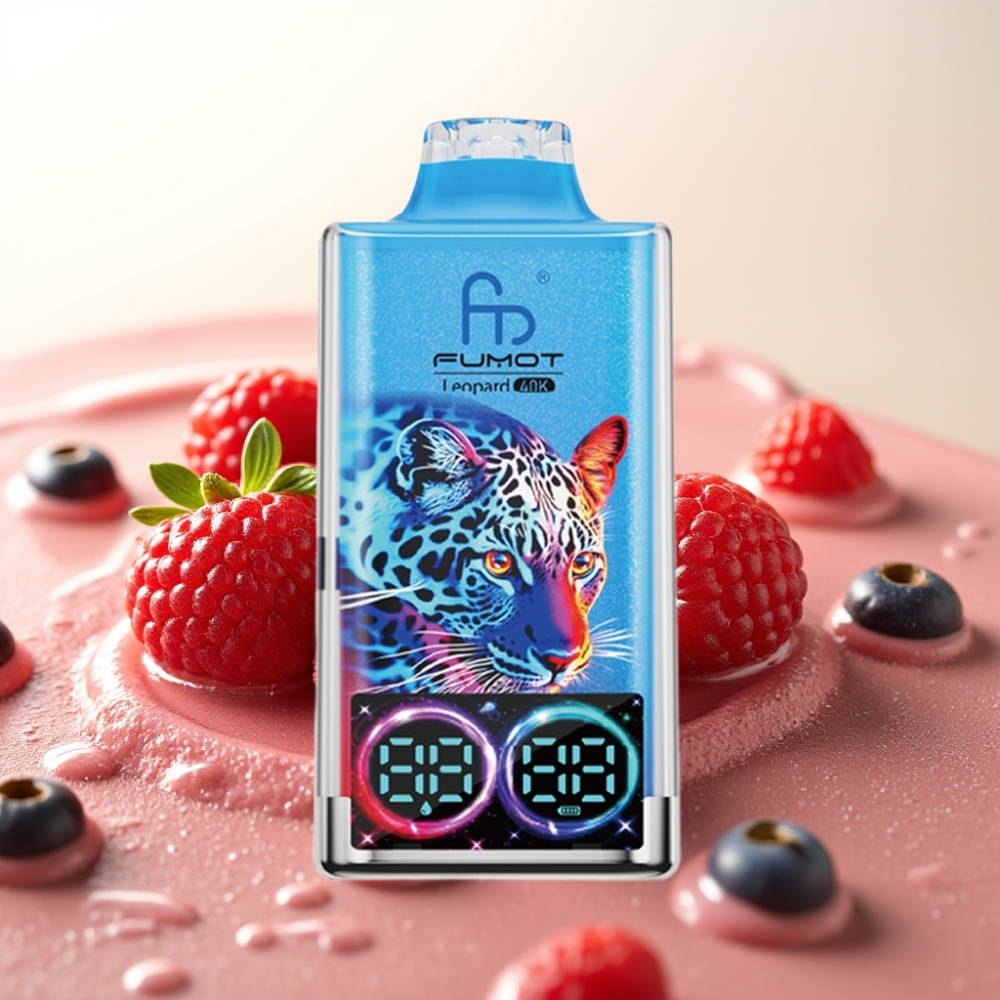 Fumot Leopard 40K Pufi Enkratna E-cigareta z Mešanimi Jagodami – 0%/2%/3%/5% Nikotina, 700mAh, Dual Mesh, 40000 Pufov, Type-C, Digitalni Prikaz Olja