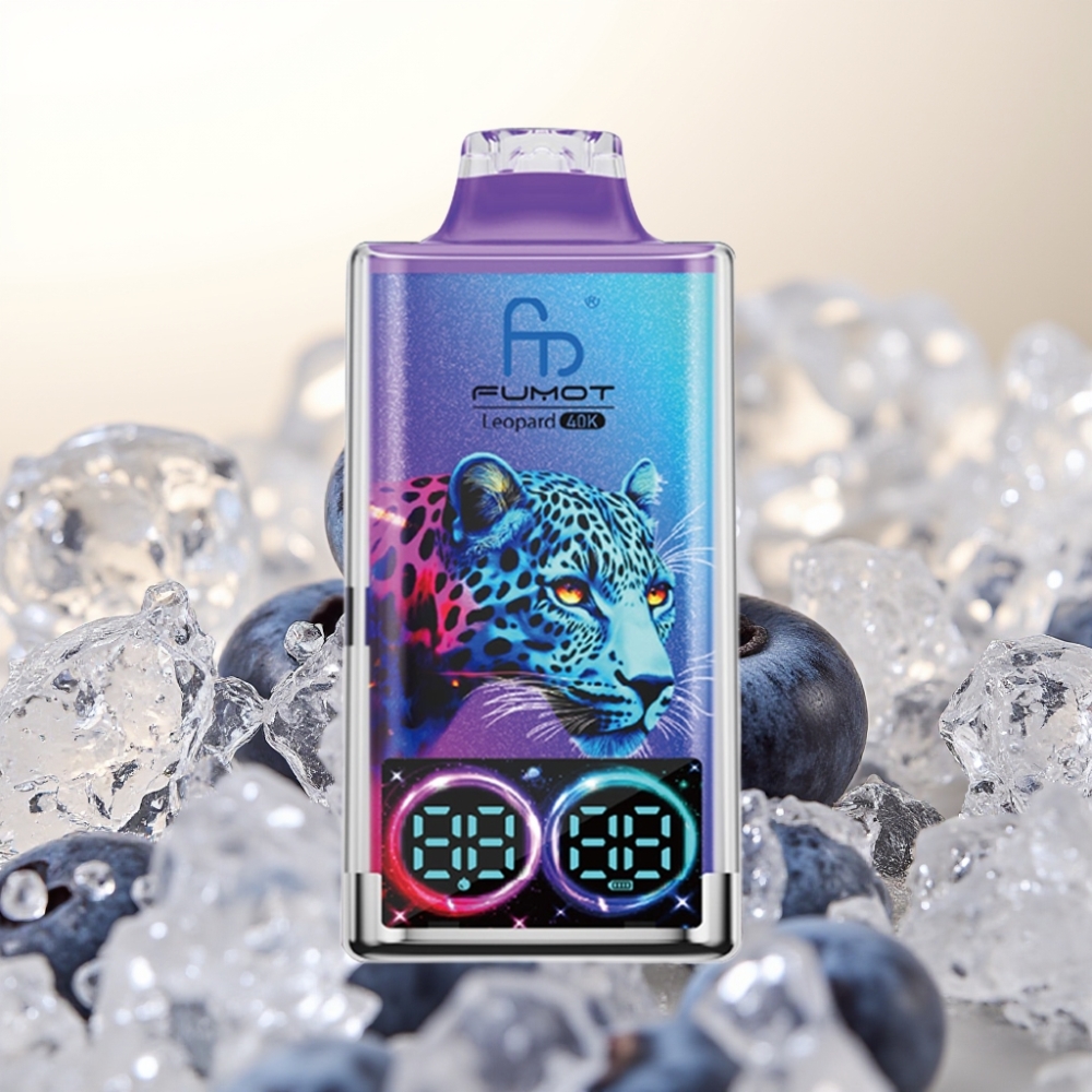 Fumot Leopard 40K Pufi Enkratna E-vapka Borovnica na Ledu – 0%/2%/3%/5% Nikotina, 700mAh, Dual Mesh, 40000 Pufov, Type-C, Digitalni Display