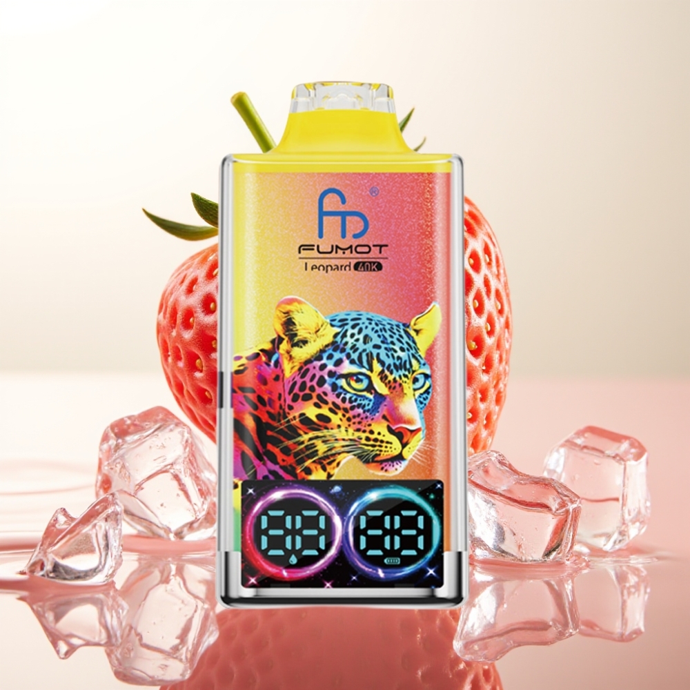 Fumot Leopard 40K Pufi Enkratna Vape Jagoda Led – 0/2/3/5% Nikotina, 700mAh, Dual Mesh, 40000 Pufov, Type-C, Digitalni Display
