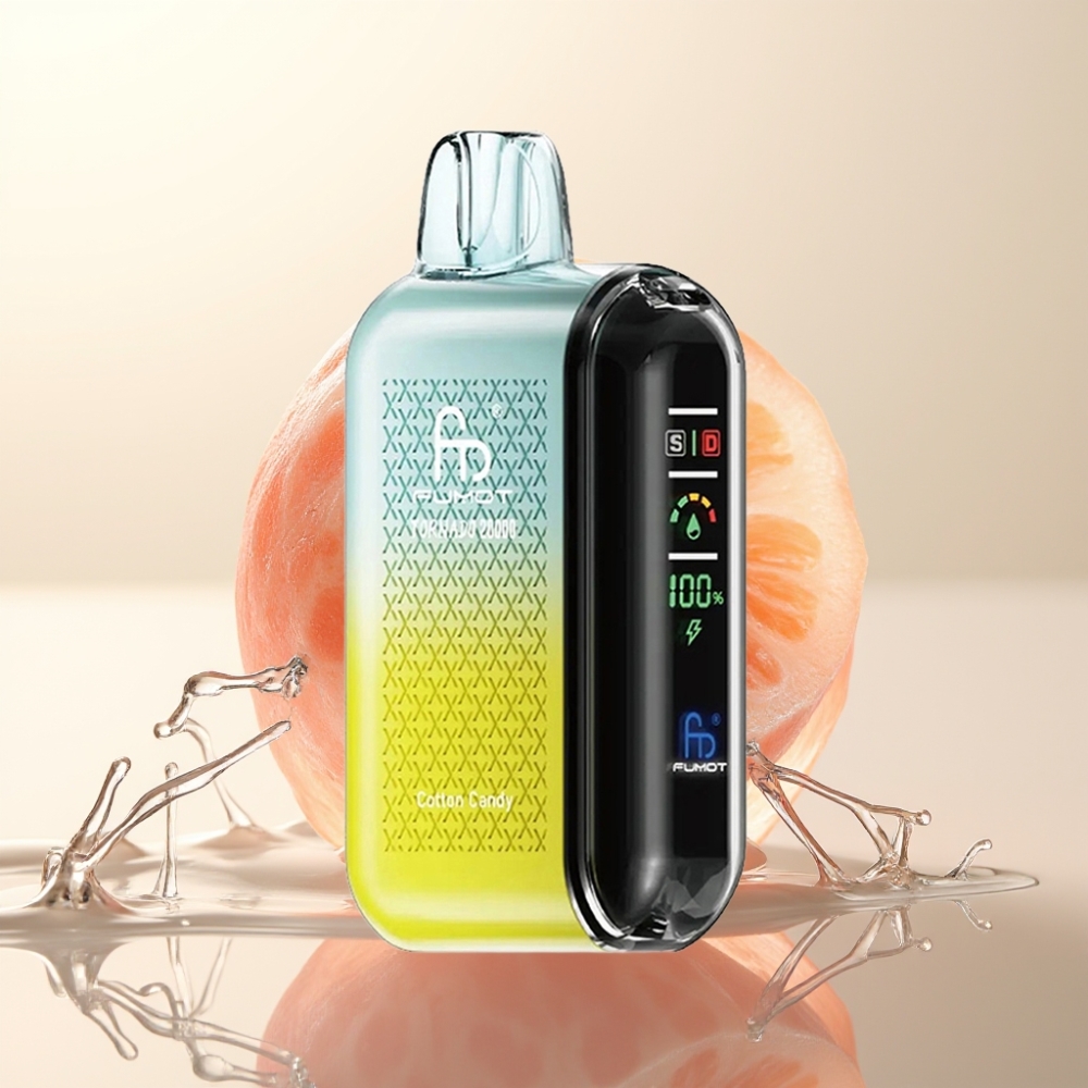 Fumot Tornado 20000 Puffov Disposable Vape Cotton Candy – Dual Mesh Coil, 20ml E-likvid, 850mAh Baterija, 2% Nikotina
