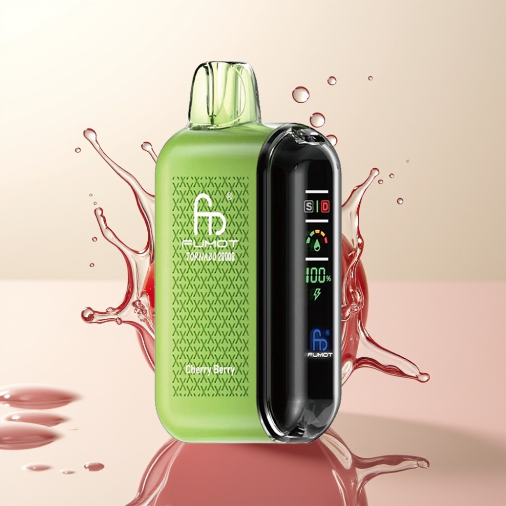 Fumot Tornado 20000 Puffov Disposable Vape Češnja-Jagoda: Dual Mesh Coil, 20ml E-tekočina, 850mAh, 2% Nikotin