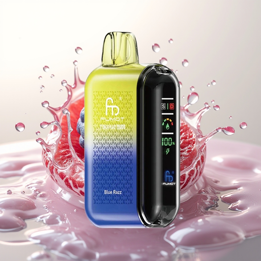 Fumot Tornado 20000 Puffov Enkratna E-cigareta Blue Razz z Dvojno Mrežno Tuljavo, 20ml E-tekočine, 850mAh Baterija, 2% Nikotina