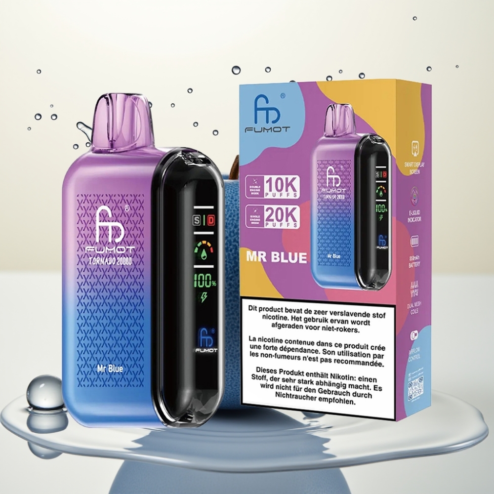 Fumot Tornado 20000 Puffov Enkratna E-cigareta Mr Blue z 20ml E-tekočine, Dual Mesh Coil, 850mAh