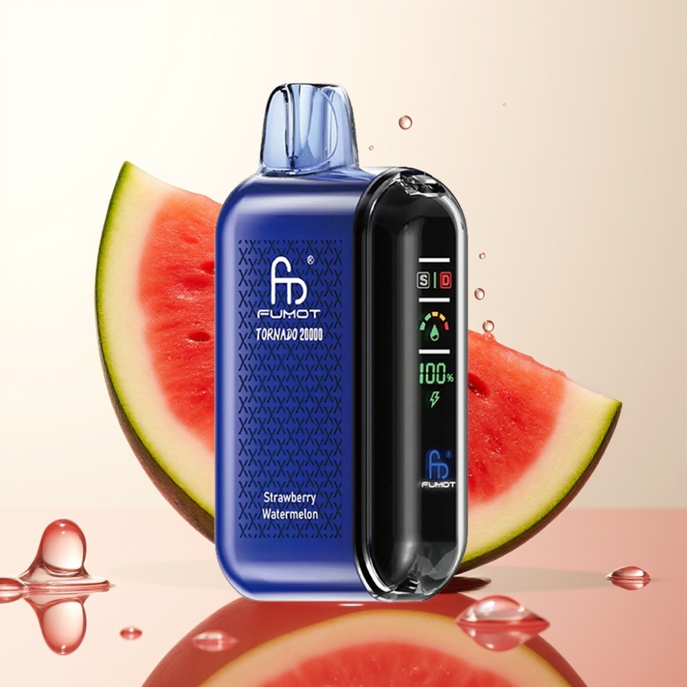 Fumot Tornado 20000 Puffov Enkratna Elektronska Cigareta Jagoda Lubenica - Dual Mesh Coil, 20ml E-tekočina, 850mAh, 2% Nikotina