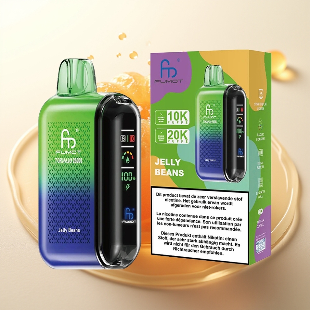 Fumot Tornado 20000 Puffov Enkratni Vape Jelly Beans - Dual Mesh Coil, 20ml E-tekočina, 850mAh, 2% Nikotina