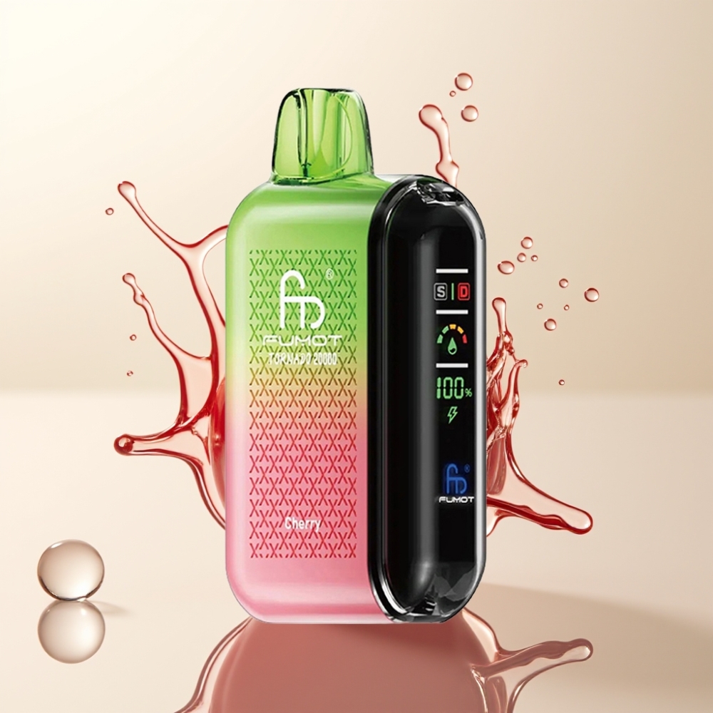 Fumot Tornado 20000 Puffs Enkratna E-cigareta Češnja – 20ml E-tekočina, Dual Mesh Coil, 850mAh, 2% Nikotin