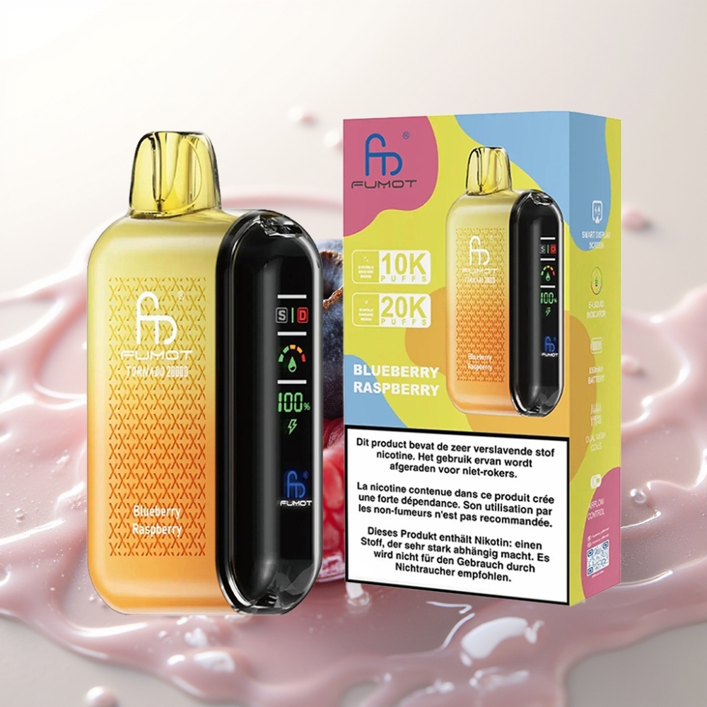 Fumot Tornado 20000 Puffs Enkratna E-cigareta z Borovnico in Malino | 20ml E-tekočina, 850mAh Baterija, Dual Mesh Coil, 2% Nikotina