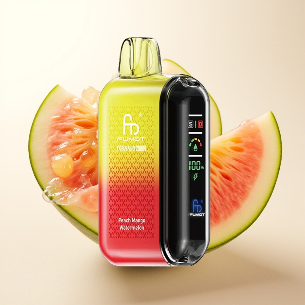 Fumot Tornado 20000 Puffs Enkratna Vape Breskeva Mango Lubenica – Dual Mesh Coil, 20ml E-tekočina, 850mAh, 2% Nikotin