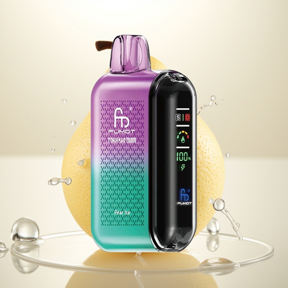 Fumot Tornado 20000 Puffs Enkratni Vape Hladna Hruška – Dual Mesh Coil, 20ml E-tekočina, 850mAh, Zaslon, Kontrola Zraka, 2% Nikotina