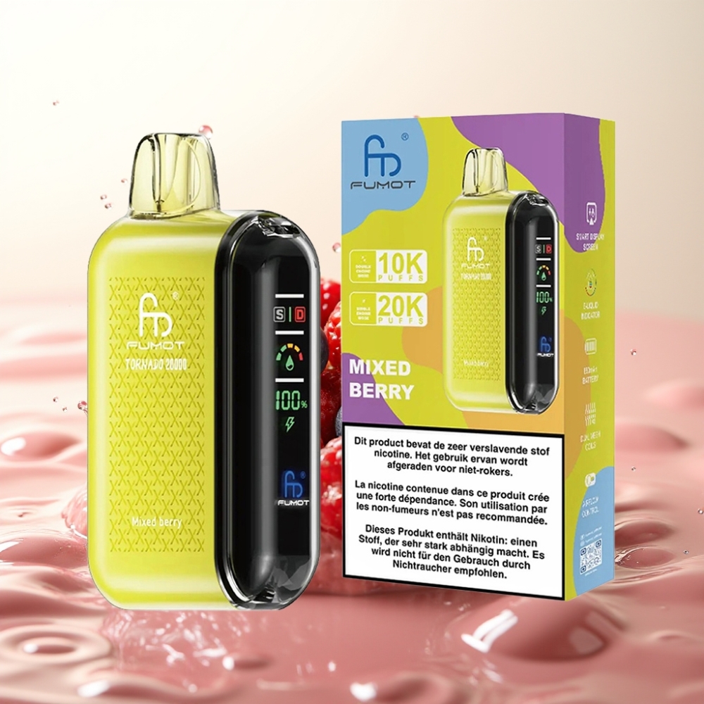 Fumot Tornado 20000 Puffs Enkratni Vape Mešane Jagode – 20ml E-tekočina, 850mAh Baterija, Dvojna Mrežna Tuljava, 2% Nikotina