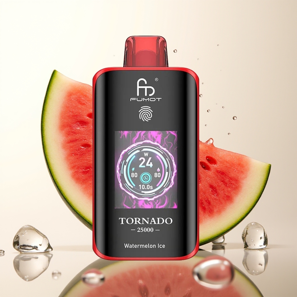 Fumot Tornado 25000 Puffs Disposable Vape Lubenica Led HD Ekran, 700mAh Baterija, 20ml E-tekočina, 0/2%/3%/5% Nikotin, Type-C
