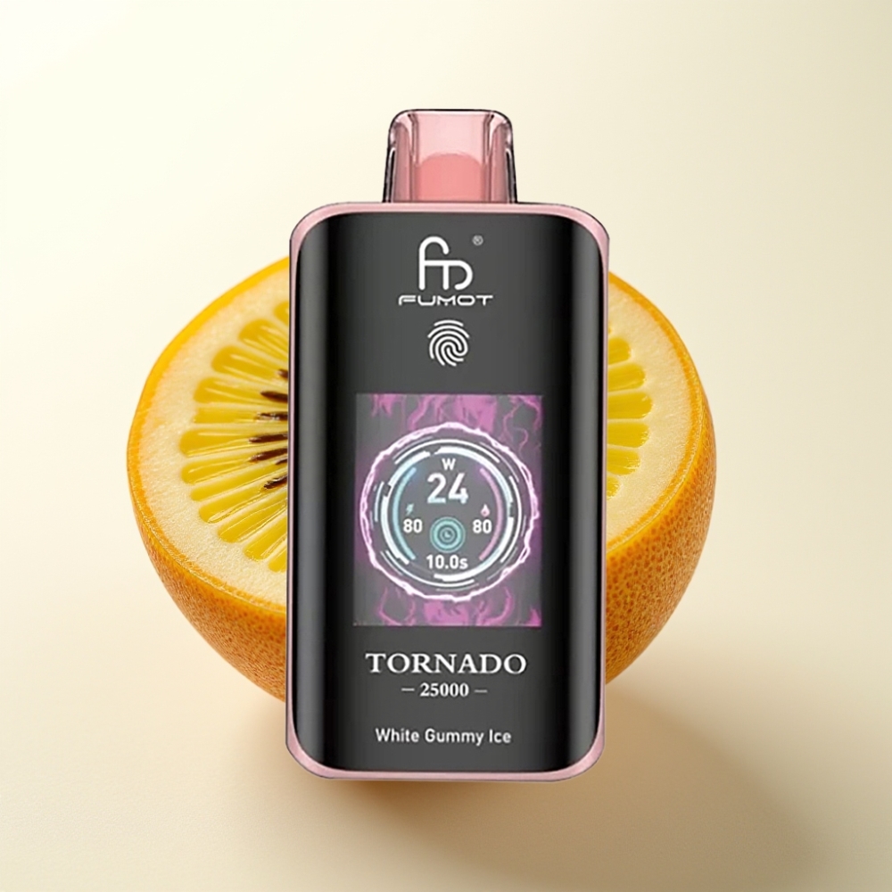 Fumot Tornado 25000 Puffs Enkratna E-cigareta z HD zaslonom, 700mAh baterijo in 20ml tekočine – Kiwi, Pasijonka, Guava