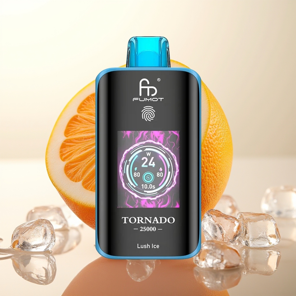 Fumot Tornado 25000 Puffs Enkratna Vape Lush Ice – HD Zaslon, 700mAh Baterija, 20ml E-tekočina, 0/2%/3%/5% Nikotin, Type-C Polnjenje