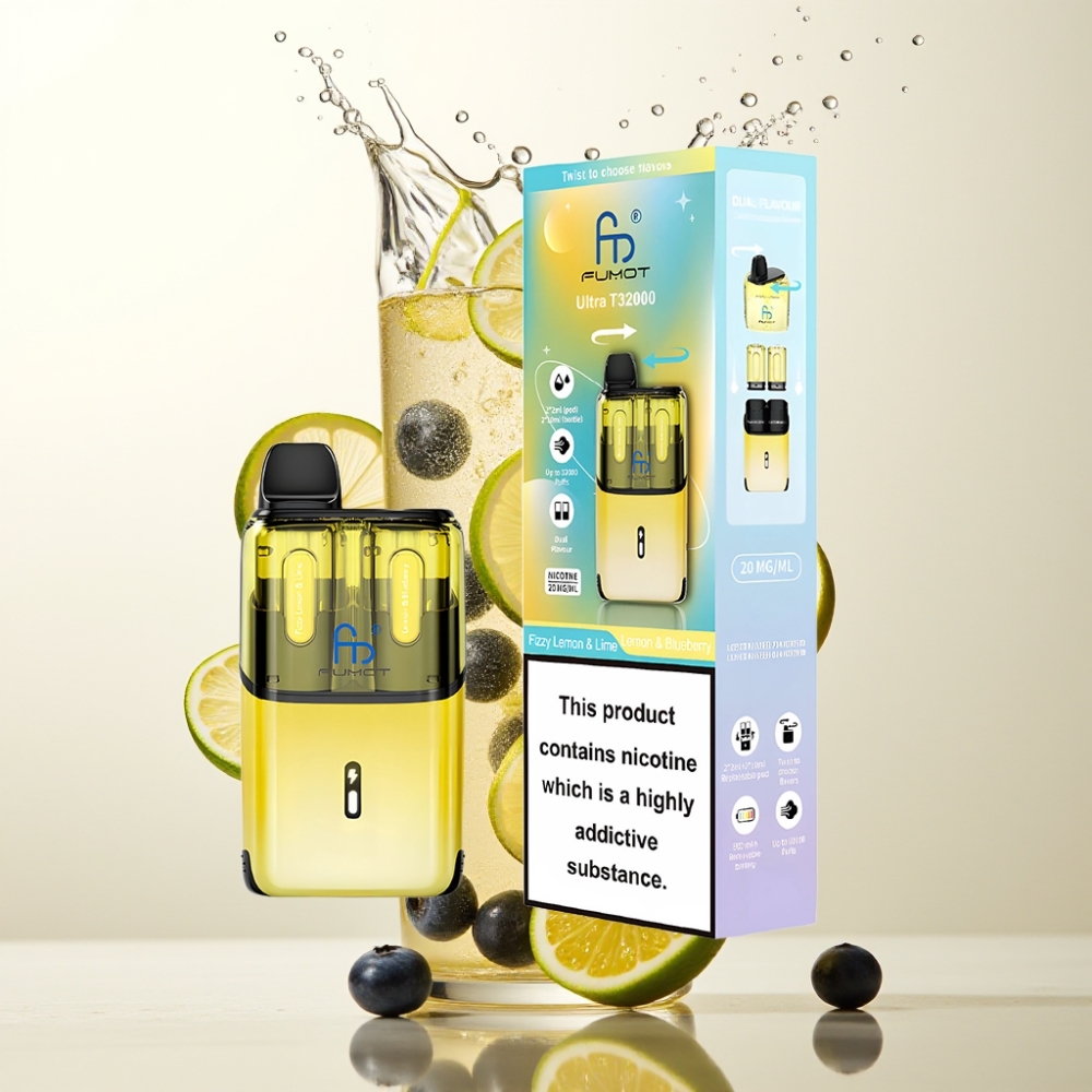 Fumot Ultra T32000 Enkratna E-cigareta Fizzy Limona & Lime - Limona & Borovnica | 32000 Potegov, 800mAh, 24ml, Type-C, 20mg, Mesh Coil