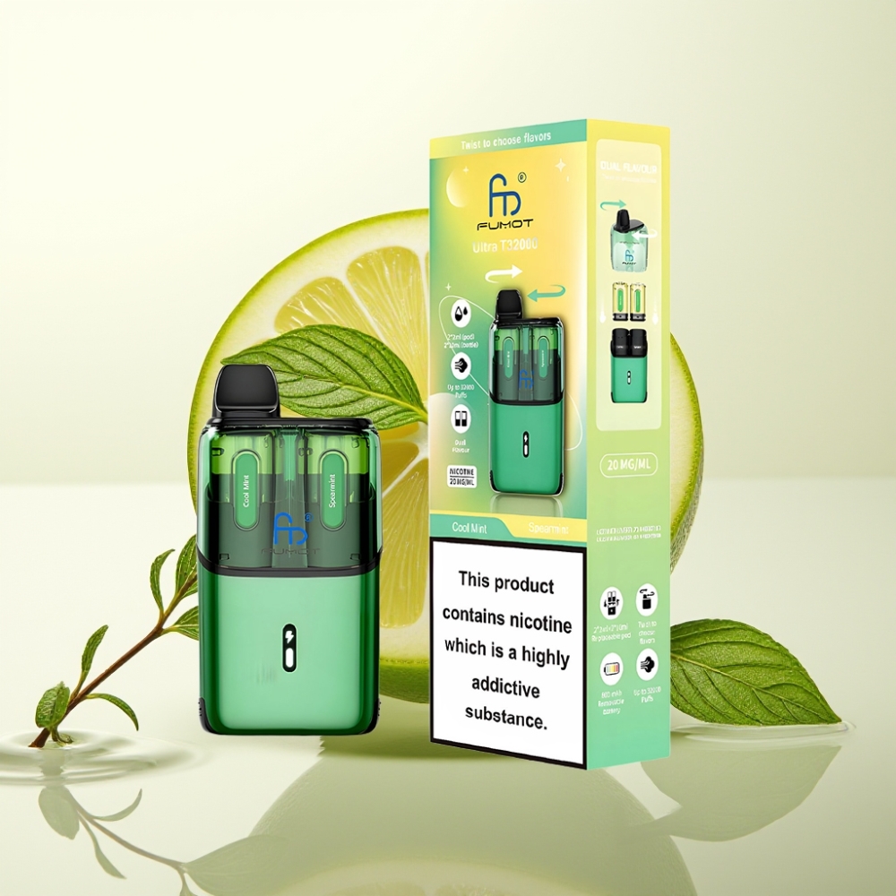 Fumot Ultra T32000 Enkratna E-cigareta Hladna Meta - Poper Meta | 32000 Potegov, 800mAh, 24ml, Type-C, 20mg, Mesh Coil