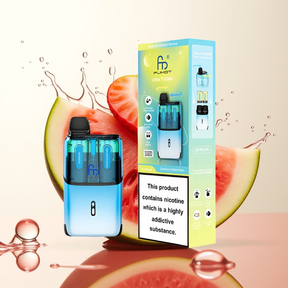 Fumot Ultra T32000 Enkratna Vape Sadno Bomba - Jagoda Lubenica | 32000 Puffov, 800mAh, 24ml, Type-C, 20mg Nikotina, Mesh Coil