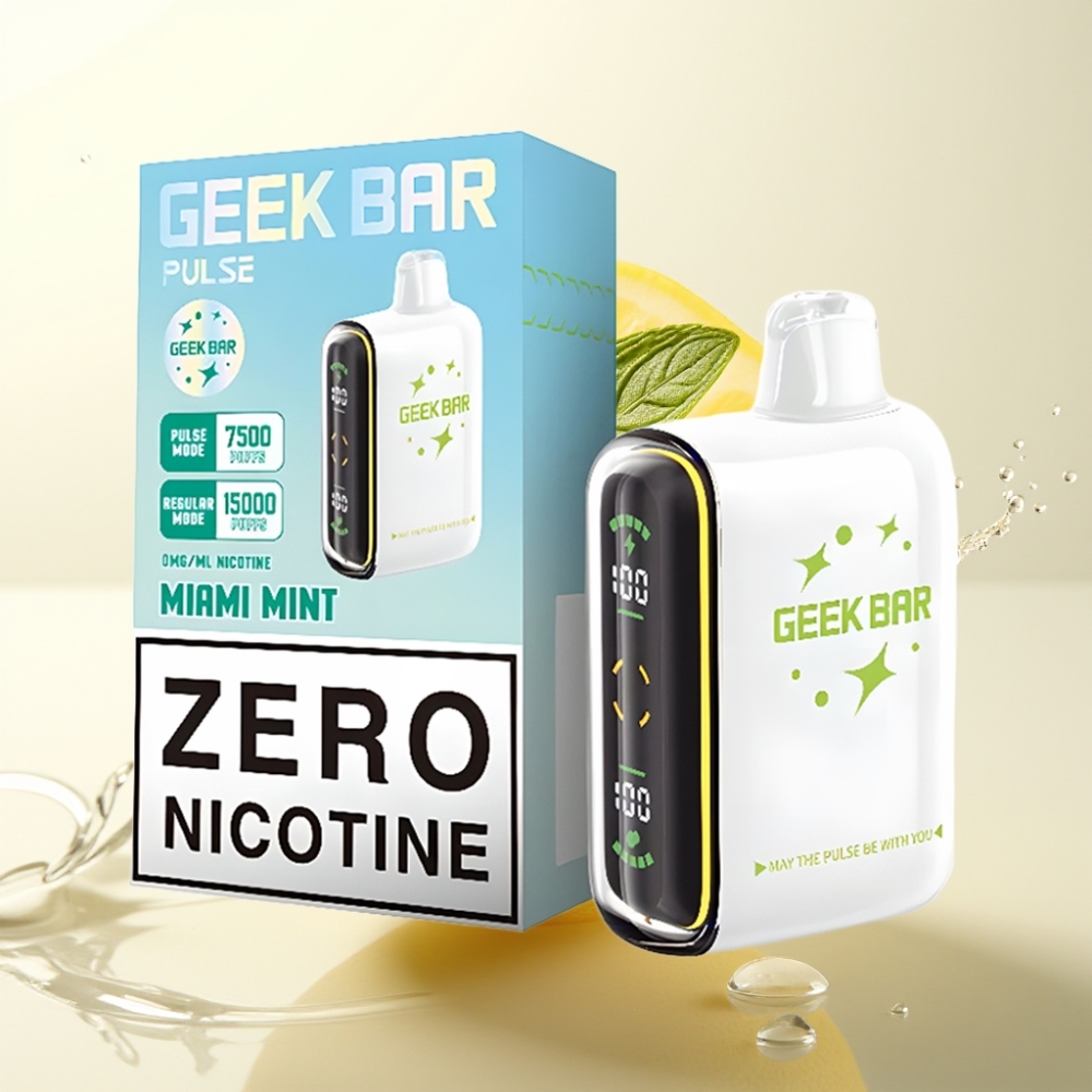 Geek Bar Pulse 15000 Pofov Brez Nikotina Enkratna Vape Naprava s 16ML E-tekočine, Nastavljivim Zračnim Tokom in USB Type-C Polnjenjem