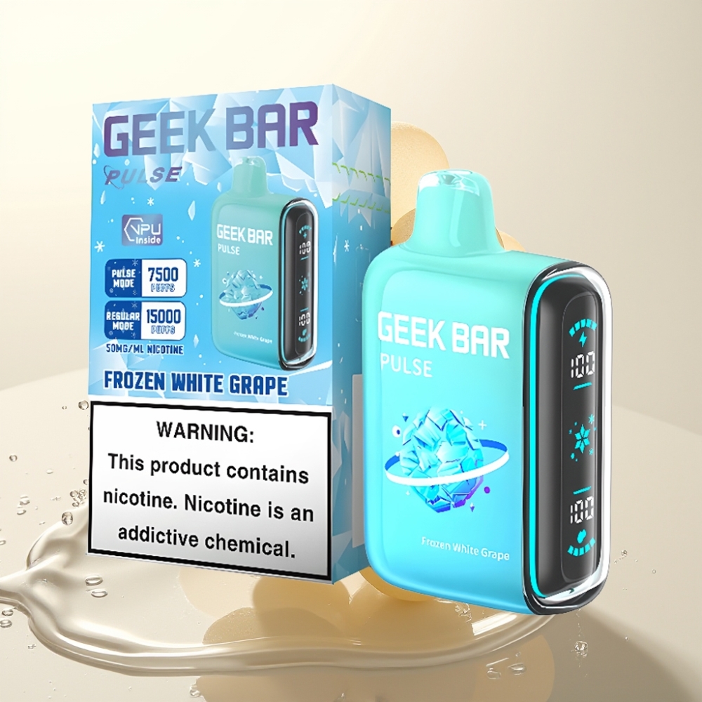 Geek Bar Pulse 15000 Pofov Zamrznjena Edicija – 16ML E-tekočina, 5% Nikotina, Nastavljiv Pretok Zraka, 650 mAh Baterija, USB Type-C