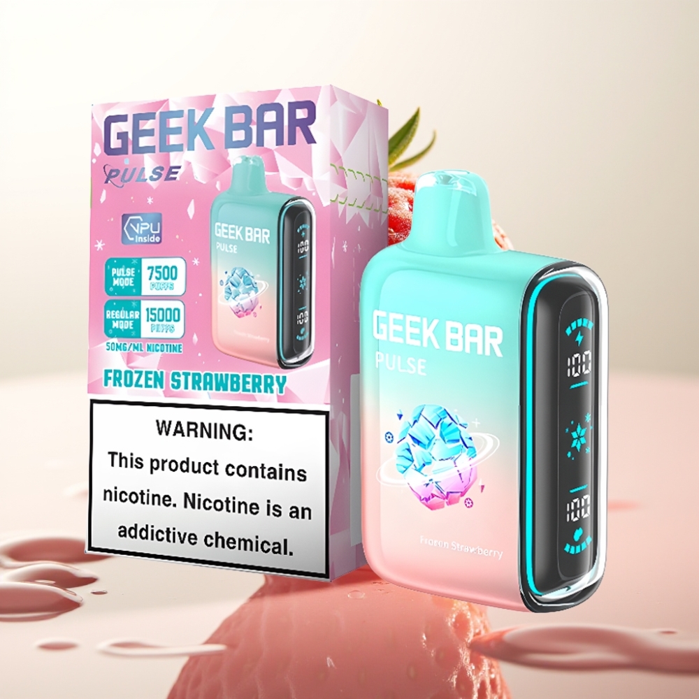 Geek Bar Pulse 15000 Pofov Zamrznjena Edicija – 16ML E-tekočina, 5% Nikotina, Nastavljiv Pretok Zraka, 650 mAh Baterija, USB Type-C