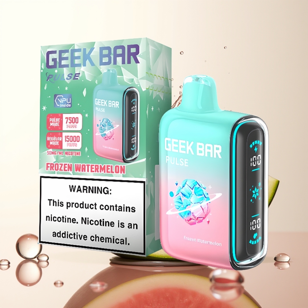 Geek Bar Pulse 15000 Pofov Zamrznjena Edicija – 16ML E-tekočina, 5% Nikotina, Nastavljiv Pretok Zraka, 650 mAh Baterija, USB Type-C