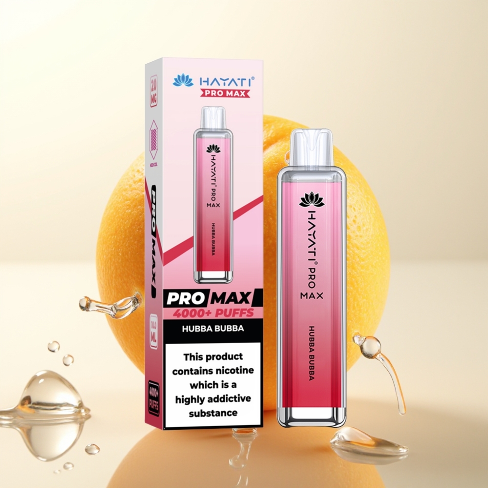 Hayati Pro Max 4000 Puffov Enkratna E-cigareta Hubba Bubba – 1400mAh, 2ml/10ml, 2%/5% Nikotin, LED, TPD