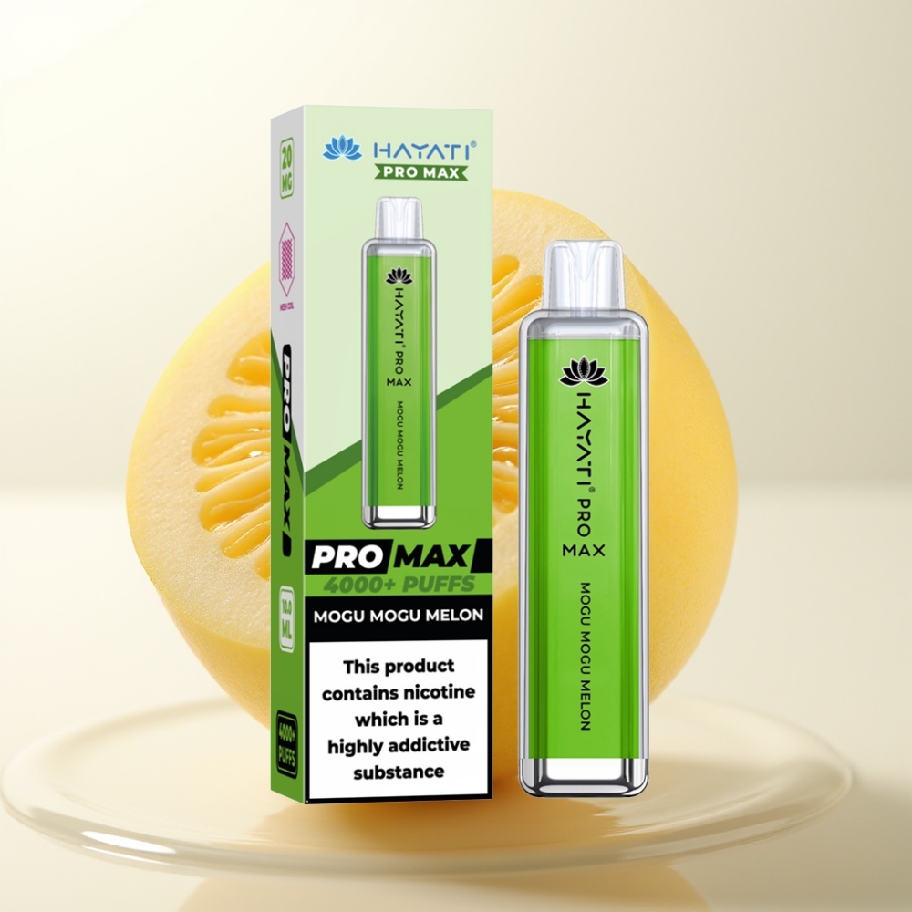 Hayati Pro Max 4000 Puffov Enkratna E-cigareta Mogu Mogu Melon – 2ml/10ml, 1400mAh, 2%/5% Nikotin, LED, Mesh Coil, Kristalni Videz
