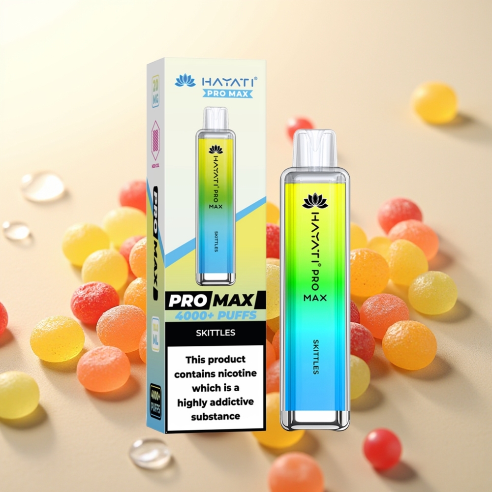 Hayati Pro Max 4000 Puffov Enkratna E-cigareta Skittles – Dual Mesh Coil, 1400mAh, LED, Kristalni Izgled