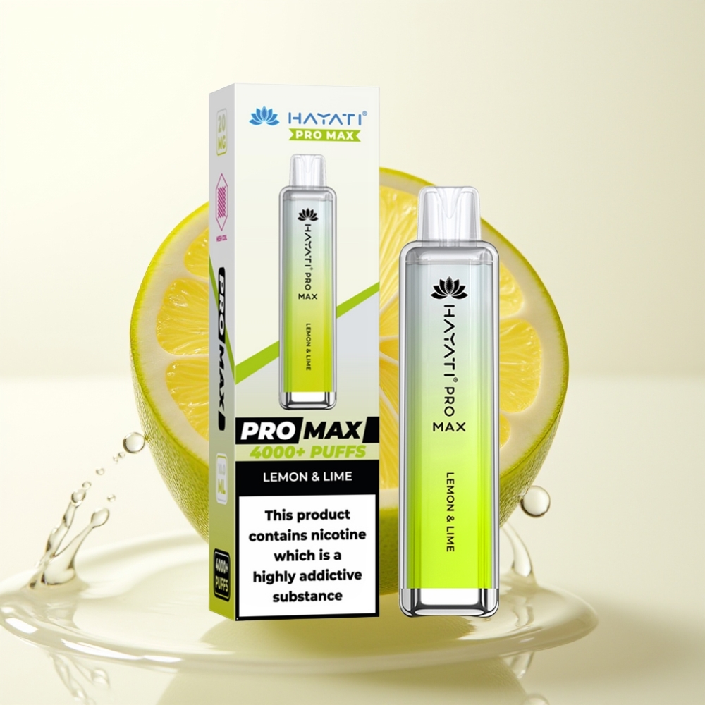 Hayati Pro Max 4000 Puffovi Enkratna Vapa Limona & Limeta – 1400mAh, 2%/5% Nikotin, LED, Polnljiva, TPD