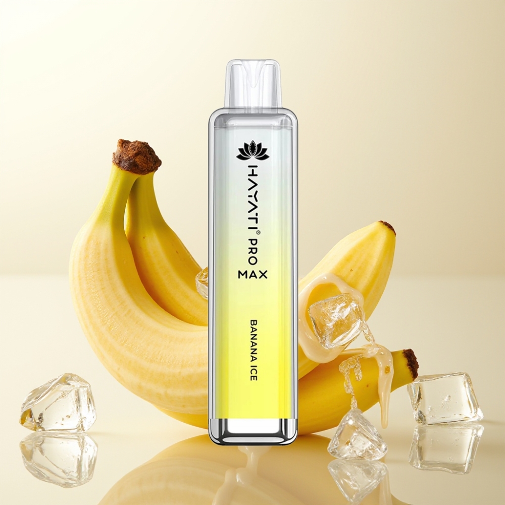 Hayati Pro Max 4000 Puffs Enkratna E-Cigareta Banana Ice | 2ml/10ml, 2%/5% Nikotina, 1400mAh, LED, 4000 Potegov, TPD