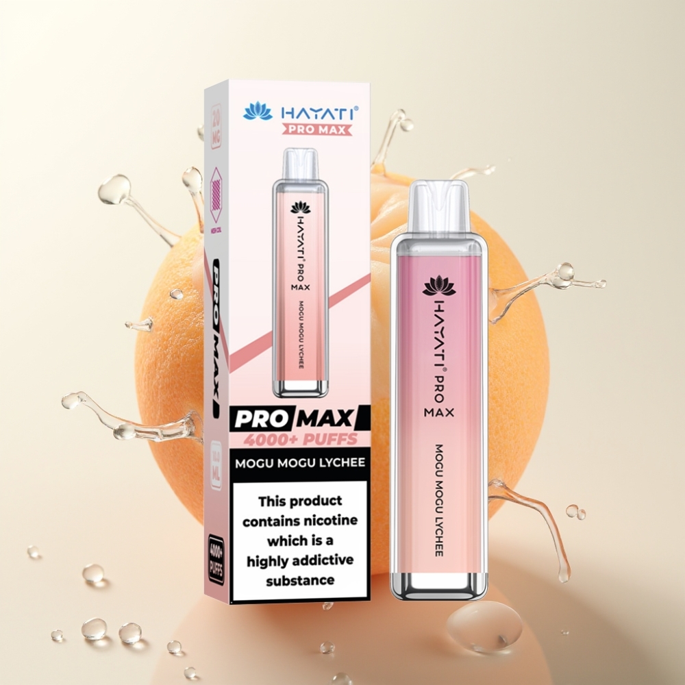 Hayati Pro Max 4000 Puffs Enkratna E-cigareta Mogu Mogu Liči z LED, 1400mAh Baterija, 2ml/10ml, 2%/5% Nikotin, TPD
