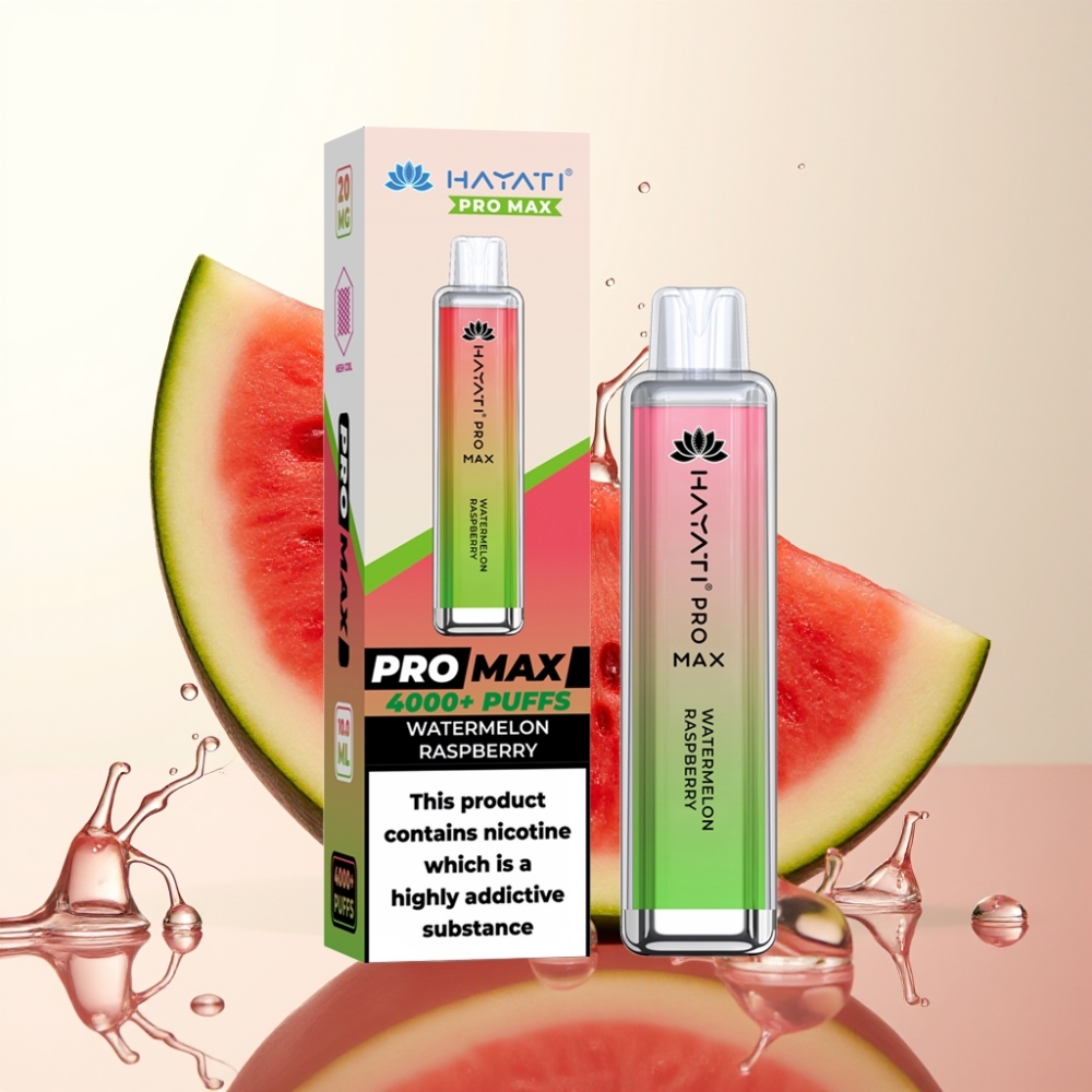 Hayati Pro Max 4000 Puffs Enkratna E-cigareta Watermelon Raspberry – 1400mAh, 2ml/10ml, 2%/5% Nikotin, LED, TPD