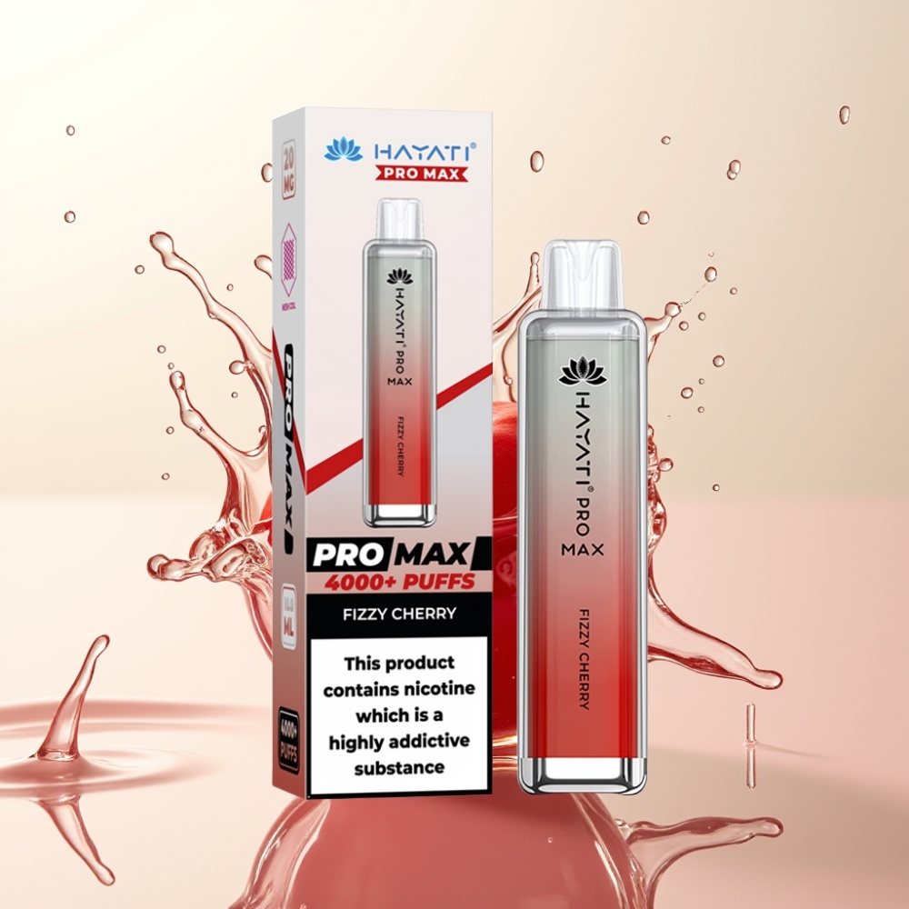 Hayati Pro Max 4000 Pufi Enkratna E-Cigareta Fizzy Cherry – 2ml/10ml, 1400mAh, 2%/5% Nikotin, LED, Kristalni Izgled