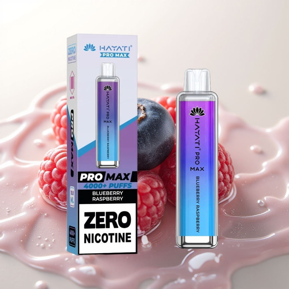 Hayati Pro Max 4000 Pufov Enkratna E-Cigareta z Borovnicami in Malinami | 1400mAh | 1.1 Ohm Dual Coil | LED