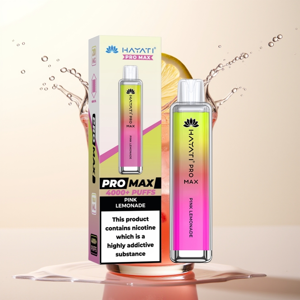 Hayati Pro Max 4000 Pufov Enkratna Vape Roza Limonada – 1400mAh, 2%/5% Nikotin, Dual 1.1 Ohm, LED, 28×28×120mm, TPD