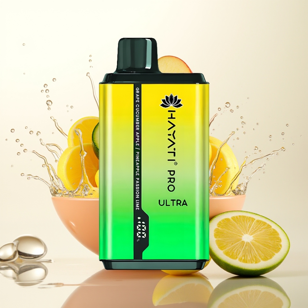 Hayati Pro Ultra 15000 Pof Dispozabilna Vape Grozdje Kumara Jabolko Ananas Pasijon Lim Značilnosti
