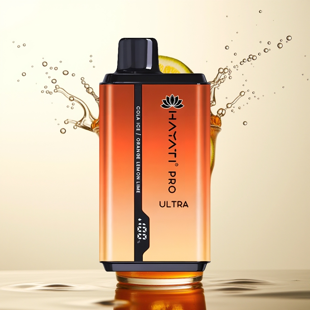 Hayati Pro Ultra 15000 Pof Dispozabilni Vape Cola Ice Orange Lemon & Lime - 15000+ Pofov, 850mAh, 2×12ml, 2% Nikotina, 49 Okusov