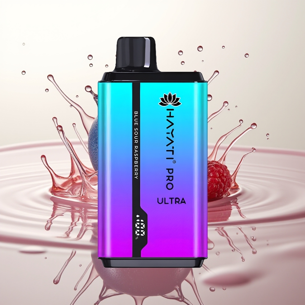 Hayati Pro Ultra 15000 Pof Dispozabilni Vape Modra Kisla Malina – 15000+ Pofov, 850mAh, 2×12ml, 2% Nikotina, 49 Okusov