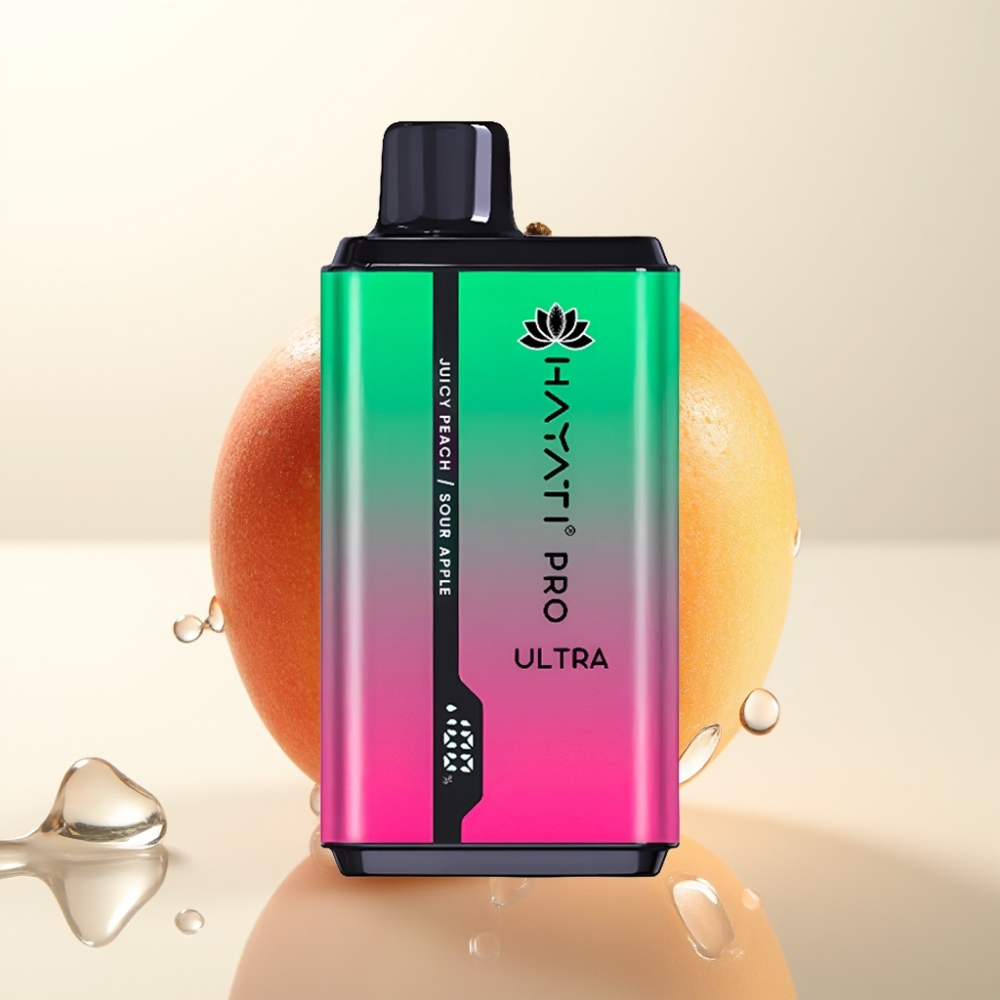 Hayati Pro Ultra 15000 Pofov Slovenija Dispozabilna Vape Kisla Jabolko Sočna Breskev