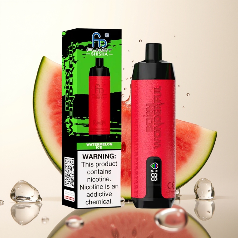 RandM Fumot Shisha 10000 Puff Disposable Vape - Lubenica Led (LED Indikator, 18ml E-tekočina, 850 mAh Baterija, Type-C)