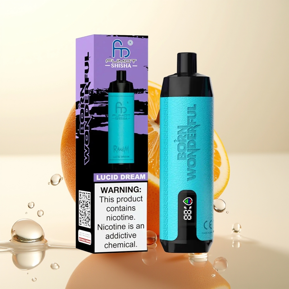 RandM Fumot Shisha 10000 Puffov Enkratna E-cigareta LED Indikator 18ml E-tekočina 850 mAh Baterija 0.6ohm Mesh Coil Type-C 0.5% Nikotin