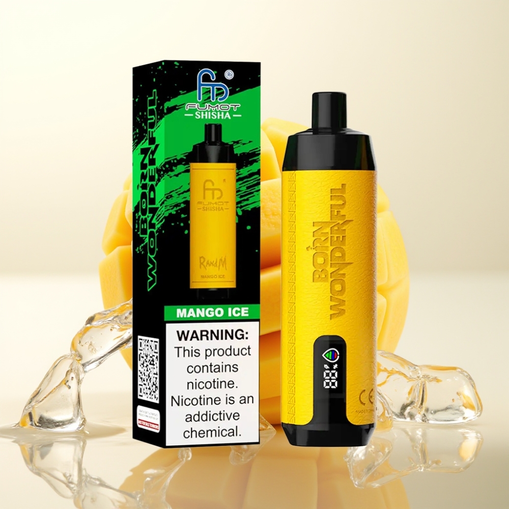 RandM Fumot Shisha 10000 Pufi Enkratna E-cigareta Mango Ledeno z LED Indikatorjem
