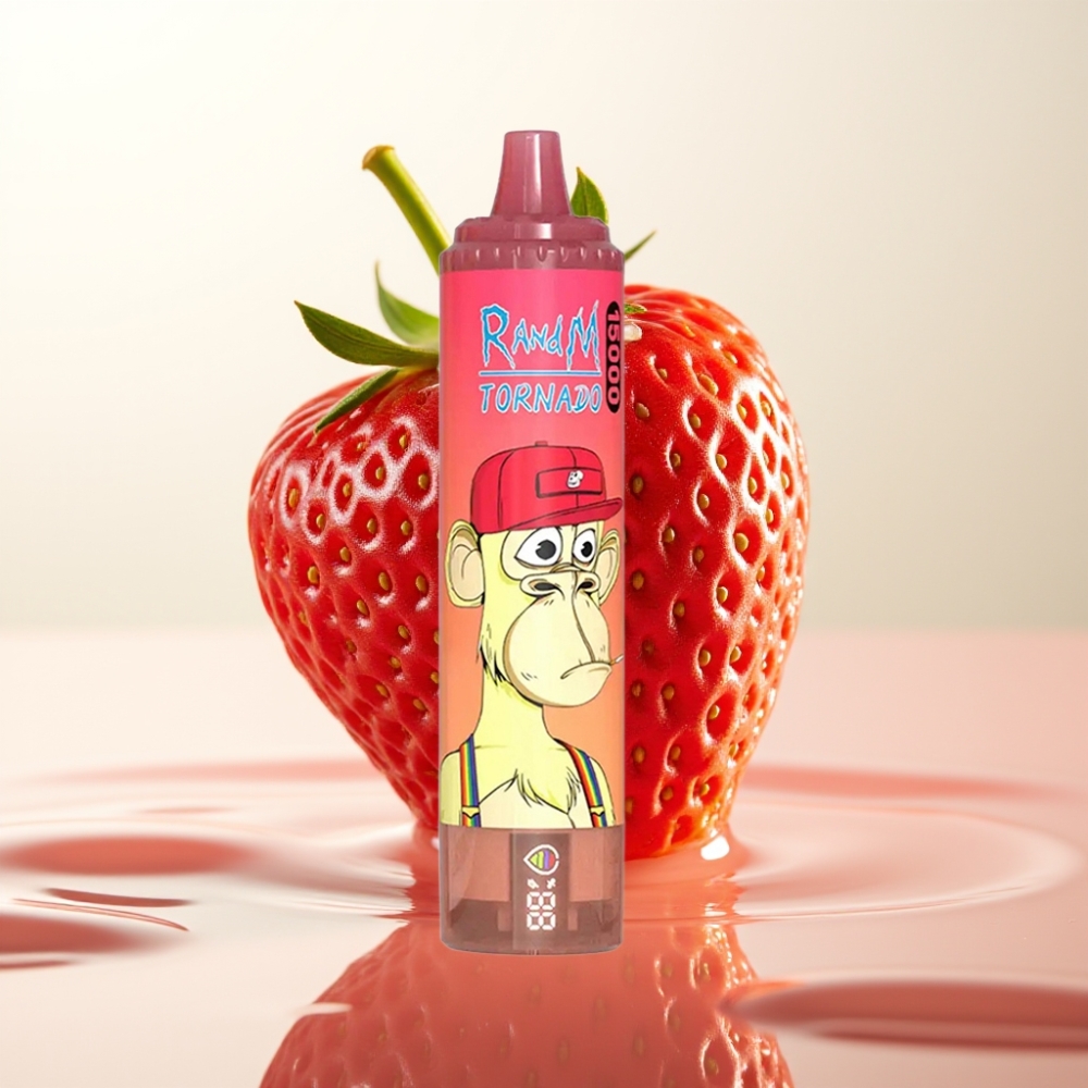 RandM Fumot Tornado 15000 Pofov Enkratna Vape Jagoda Red Bull – 25ml, 850mAh, LCD, Type-C, Mesh Coil, 0/2/3/5% Nikotin