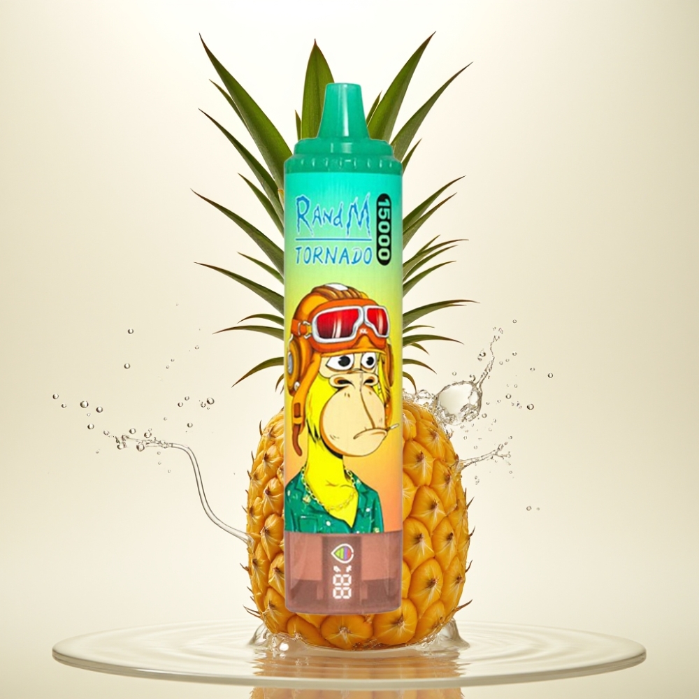 RandM Fumot Tornado 15000 Pofov Enkratni Vape Ananas Led (25ml, 850mAh, 0.9 Ohm, Mesh, LCD, Type-C)