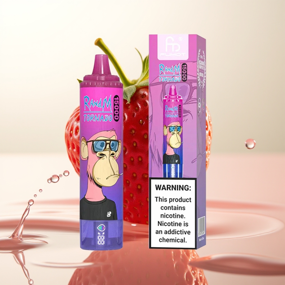 RandM Fumot Tornado 15000 Pufi Enkratna Vape Jagoda Grozdje – 25ml, 850mAh, Type-C, LCD, 0.9 Ohm Mesh