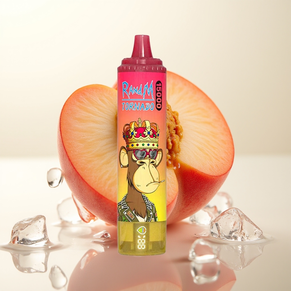 RandM Fumot Tornado 15000 Pufov Enkratna E-cigareta Peach Ice - 25ml, 850mAh, Mesh Coil, LCD, Type-C