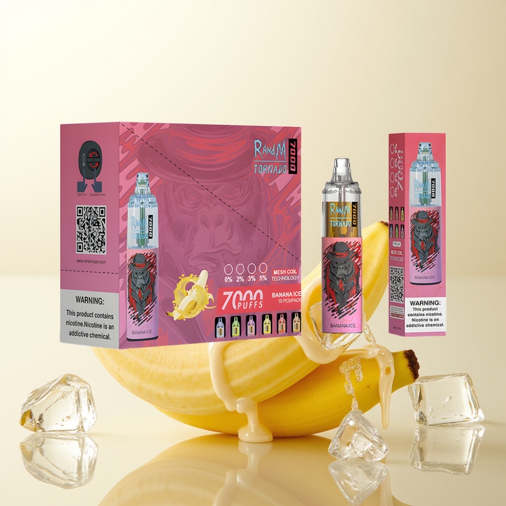 RandM Fumot Tornado 7000 Pufi Enkratna E-cigareta Banana Ice – 7000 Pufov